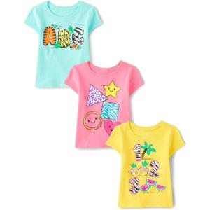 imageThe Childrens Place BabyGirls and Toddler SchoolLearning Short Sleeve Graphic TShirts3 PackAbc AnimalShapes123 Zebra