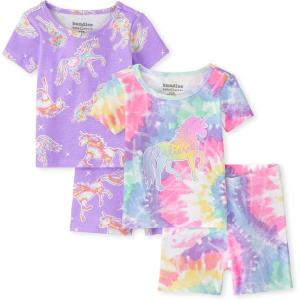 imageThe Childrens Place Baby Girls and Toddler Sleeve Top and Shorts Snug Fit 100 Cotton 2 Piece Pajama SetsUnicorn 2pack