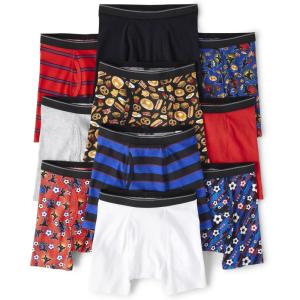 imageThe Childrens Place Boys Cotton Boxer Briefs Underwear Variety 10PackBlack  China Red  Food Ninjaedge Blue  Foodsblack  HT Mist  See Comments  Soccer Ballsedge Blue  Soccer Ninjachina Red  Stripe 1china Red  Stripe 5edge Blue  White