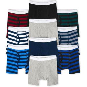imageThe Childrens Place Boys Cotton Boxer Briefs Underwear Variety 10PackSolidsStripes