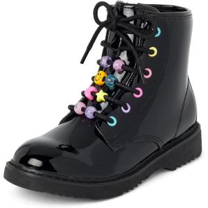 imageThe Childrens Place Girls Lace Up Combat BootsBlack Beaded