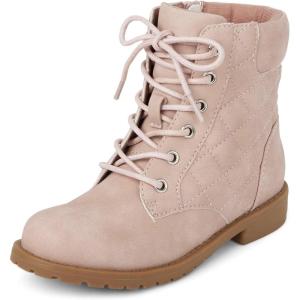 imageThe Childrens Place Girls Lace Up Combat BootsPink Quilted