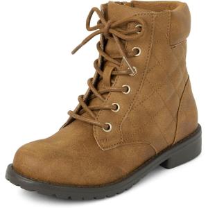 imageThe Childrens Place Girls Lace Up Combat BootsTan Quilted