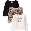 imageThe Childrens Place BabyGirls and Toddler Assorted Long Sleeve Knit ShirtLeopard BowLeopardBlack