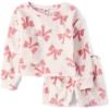 imageThe Childrens Place girls 100 Fleece Long Sleeve Top and Shorts2 Piece Pajama SetBunnys Tail Bows