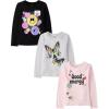 imageThe Childrens PlaceGirlsAssorted Everyday Long Sleeve Graphic TShirtsPositiveEmojisButterfly 3PackLarge