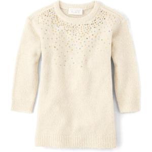 imageThe Childrens Place Baby and Toddler Girls Long Sleeve Sweater DressBeaded White Daisy
