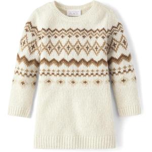 imageThe Childrens Place Baby and Toddler Girls Long Sleeve Sweater DressCinnamon Fairisle