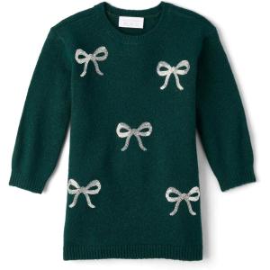 imageThe Childrens Place Baby and Toddler Girls Long Sleeve Sweater DressGreen Bows