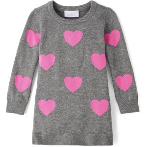 imageThe Childrens Place Baby and Toddler Girls Long Sleeve Sweater DressGrey Hearts