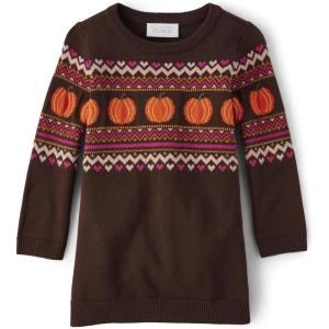 imageThe Childrens Place Baby and Toddler Girls Long Sleeve Sweater DressHarvest Sweater