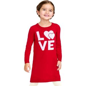 imageThe Childrens Place Baby and Toddler Girls Long Sleeve Sweater DressLove Red