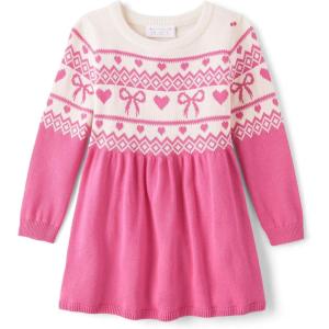 imageThe Childrens Place Baby and Toddler Girls Long Sleeve Sweater DressPink Fairisle