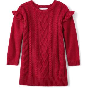 imageThe Childrens Place Baby and Toddler Girls Long Sleeve Sweater DressRed Cable Knit