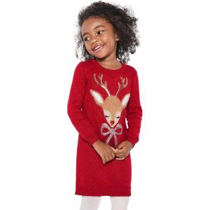 imageThe Childrens Place Baby and Toddler Girls Long Sleeve Sweater DressRed Reindeer