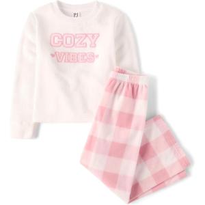 imageThe Childrens Place girls 100 Fleece Long Sleeve Top and Pants2 Piece Pajama SetCozy Club