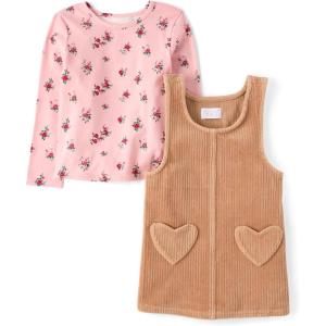 imageThe Childrens PlaceBaby Girlsand Toddler Long Sleeve Top and Skirtall Dress SetLt Plum Corduroy18 Months24 Months