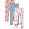 imageThe Childrens Place Girls Leggings MultipacksPink HeartsBlueFloral 3pack