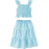imageThe Childrens Place girls Smocked Top and Skirt 2 Piece SetBubble Blue