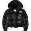 imageThe Childrens Place girls Water and Wind Resistant Hooded Zip Front Bomber Puffer JacketBlack