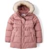 imageThe Childrens Place girls Water and Wind Resistant Hooded Zip Front Mid Length Puffer Jacket Faux Fur LinedPrecious Pink