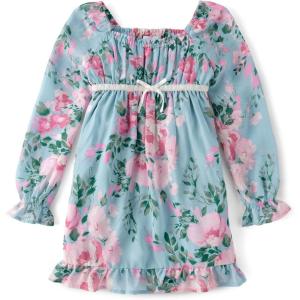 imageThe Childrens Place Big Girls Long Sleeve Casual DressCostal Cottage Floral