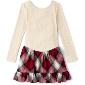 imageThe Childrens Place Big Girls Long Sleeve Casual DressRed Ochre Plaid