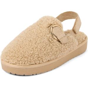 imageThe Childrens Place Girls Comfy Slip on Clog with Backstrap Faux Fur LinedBrown