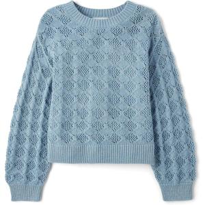 imageThe Childrens Place Girls Long Sleeve Crew Neck Pullover SweaterBlue Aura