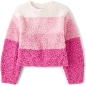 imageThe Childrens Place Girls Long Sleeve Crew Neck Pullover SweaterPink Stripe