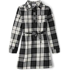 imageThe Childrens Place Girls Long Sleeve Everyday DressBlack and White Plaid