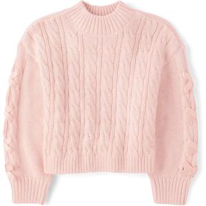 imageThe Childrens Place Girls Long Sleeve Pullover Cable Knit SweaterPrimrose Ribbon