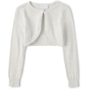 imageThe Childrens Place Girls Long Sleeve Shrug CardiganMetallic White