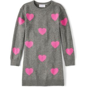 imageThe Childrens Place Girls Long Sleeve Sweater DressGrey Hearts