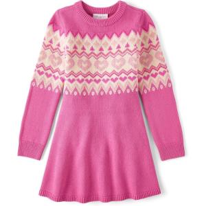 imageThe Childrens Place Girls Long Sleeve Sweater DressHeart Fairisle