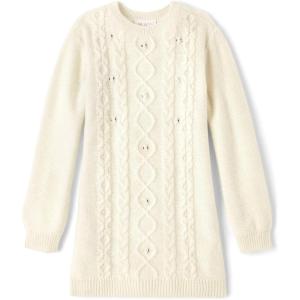 imageThe Childrens Place Girls Long Sleeve Sweater DressWhite Cable Knit