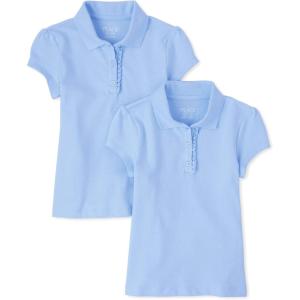 imageThe Childrens Place Girls Short Sleeve Ruffle Pique Polo 2 PackDaybreak 2pack
