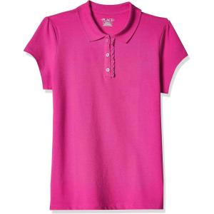 imageThe Childrens Place Girls Short Sleeve Ruffle Pique PoloAurora Pink
