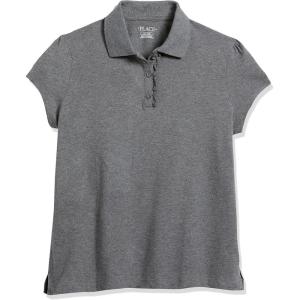 imageThe Childrens Place Girls Short Sleeve Ruffle Pique PoloDk Heather Grey