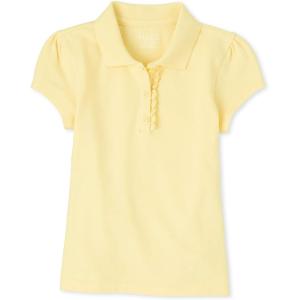 imageThe Childrens Place Girls Short Sleeve Ruffle Pique PoloPale Sun Single