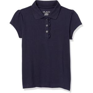 imageThe Childrens Place Girls Short Sleeve Ruffle Pique PoloTidal