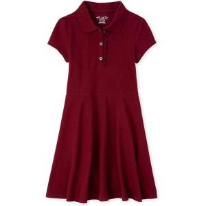 imageThe Childrens Place Girls Short Sleeve Ruffle Polo DressRubine