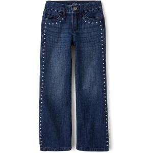 imageThe Childrens Place Girls Wide Leg JeansAmble Wash Side Stud
