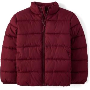 imageThe Childrens Place boys Medium Weight Puffer Jacket Wind WaterresistantRedwood