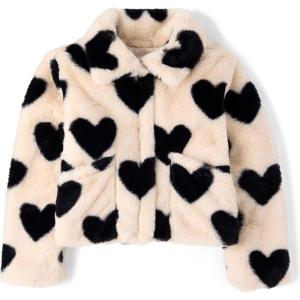 imageThe Childrens Place girls Long Sleeve Snap Front Faux Fur CoatFrappe Hearts