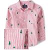 imageThe Childrens Place Big Boys Long Sleeve Poplin Button Down ShirtRed Tree Stripe