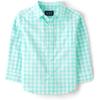 imageThe Childrens Place Big Boys Long Sleeve Poplin Button Down ShirtAqua Gingham