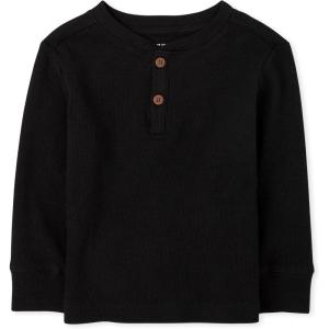 imageThe Childrens Place BabyBoys and Toddler Long Sleeve Thermal Henley ShirtBlack