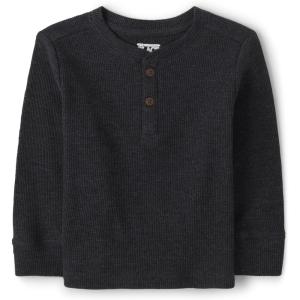 imageThe Childrens Place BabyBoys and Toddler Long Sleeve Thermal Henley ShirtPitch Black