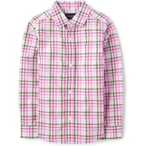 imageThe Childrens Place Big Boys Long Sleeve Poplin Button Down ShirtCaddy Pink